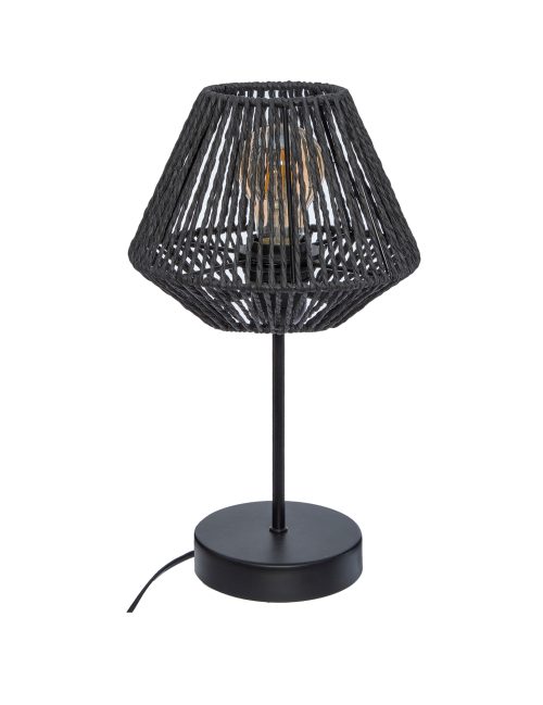 Gevlochten schemerlamp “Jily” zwart H34cm SCHEMERLAMP JILY ZWART H34