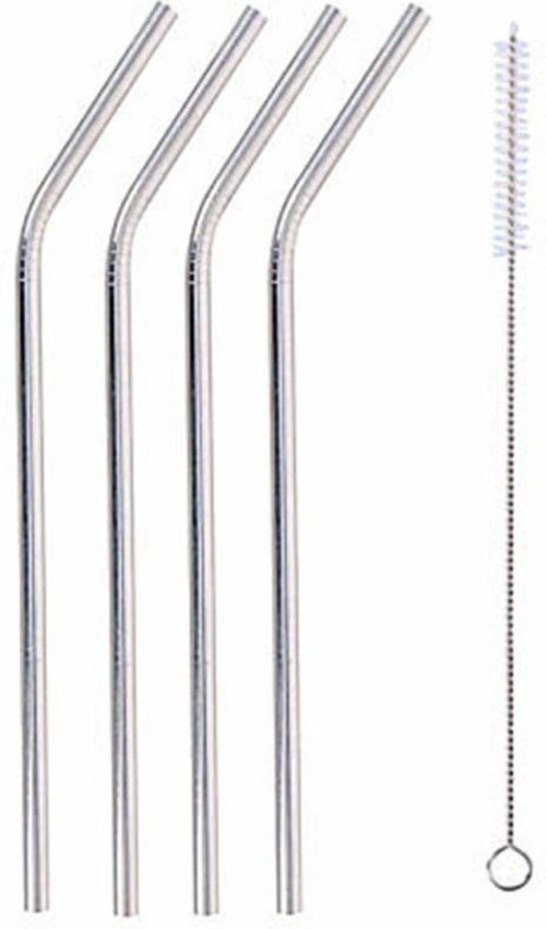 Drinkrietjes eco 5pcs SS/ST Herbruikbare drinkrietjes rvs met schoonmaak borstel 21cm metal straws duurzame rietjes met ragger gebogen rietjes