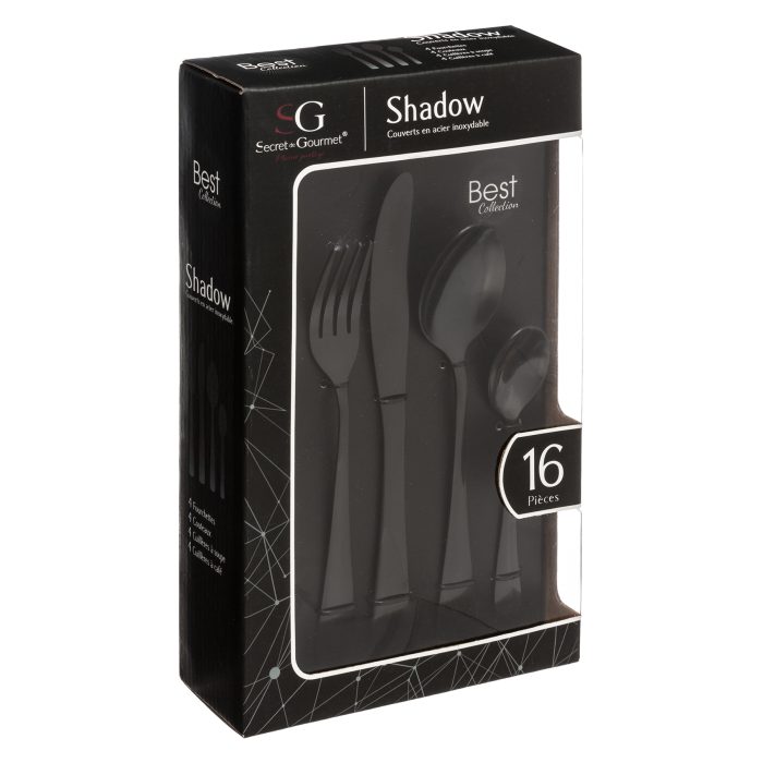 16P SET BLACK CUTLERY SHADOW