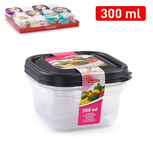 Vershoudbak 300ml - set van 2 Bewaardozen vierkant 2st 300ml assort