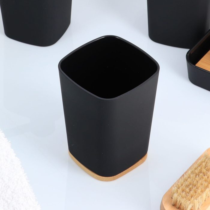 RUBBER TUMBLER + ABS AND BAMBOO - BLACK