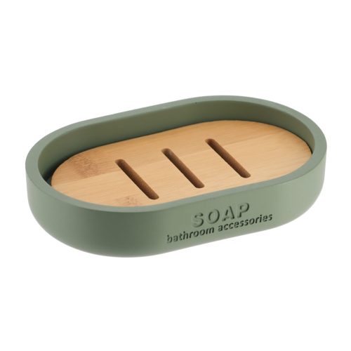 Ovale zeephouder polyresin kakigroen naturel POLYRESIN SOAP DISH - KAKI/BAMBOO