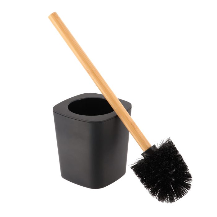 RUBBER TOILET BRUSH + ABS AND BAMBOO STEM - BLACK