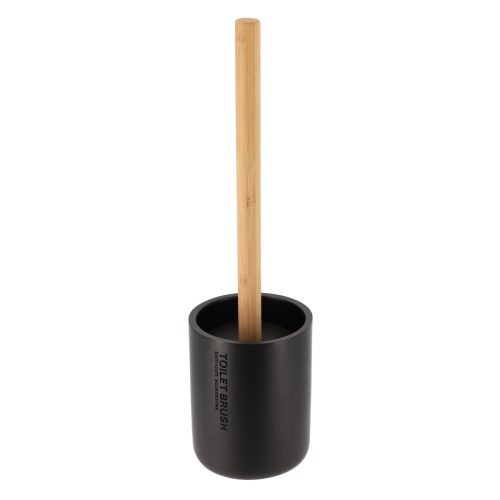 Toiletborstel met houder polyresin zwart-naturel POLYRESIN TOILET BRUSH - MAT BLACK/BAMBOO