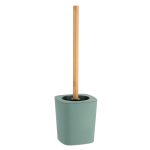 Toiletborstel met houder bamboe-kunststof salie RUBBER TOILET BRUSH + ABS AND BAMBOO STEM - SAGE GREEN