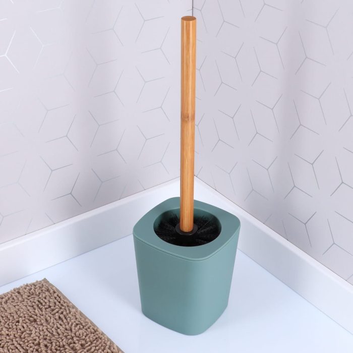 RUBBER TOILET BRUSH + ABS AND BAMBOO STEM - SAGE GREEN