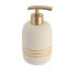 Zeepdispenser stoneware crème-goud 400ml STONEWARE SOAP DISPENSER WITH GOLD STRIPES - NATURAL