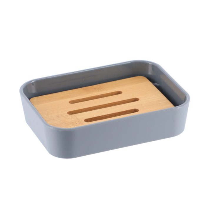 Zeephouder bamboe-kunststof grijs naturel Zeephouder bamboe-kunststof grijs-naturel RUBBER SOAP DISH + ABS AND BAMBOO - GREY