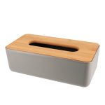 PP TISSUE BOX + BAMBOO COVER - GREY/BAMBOO