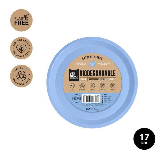 Rond Afbreekbaar Plat Bord pastelblauw Ø17cm Papier 12 st