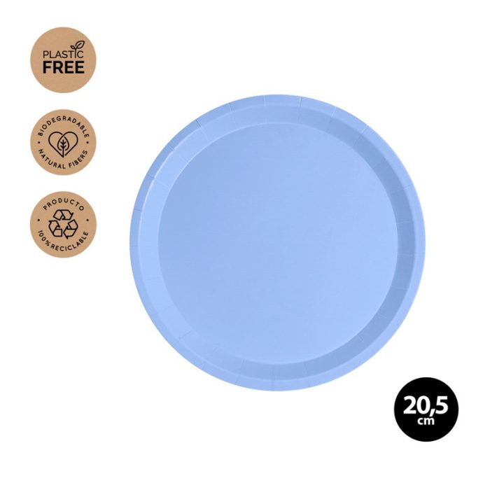 Rond Afbreekbaar Plat Bord pastelblauw Ø20,5cm Papier 10 st