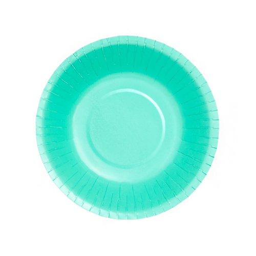 Kartonnen schalen blauw rond 350ml (6st) Rond Kom mint 350cc Papier 6 st AFBREEKBAAR