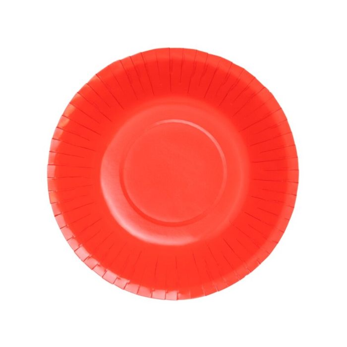 Kartonnen schalen rood rond 350ml (6st) Rond Kom ROOD 350cc Papier 6 st AFBREEKBAAR