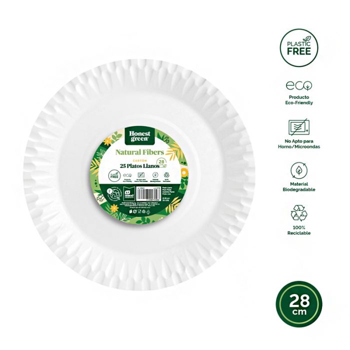 Rond Bord Biologisch Afbreekbaar Wit Ø28cm 25st