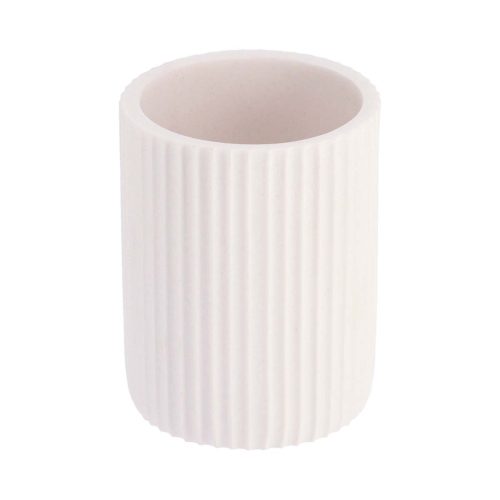 ROUND POLYRESIN TUMBLER WITH STRIPES - WHITE