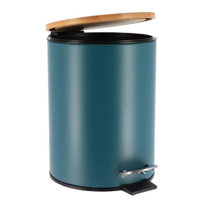 METAL DUSTBIN SOFT CLOSE 2,5L- IMPERIAL GREEN / BAMBOO