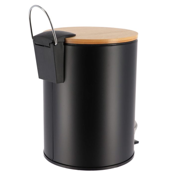 METAL DUSTBIN SOFT CLOSE 2,5L - BLACK / BAMBOO