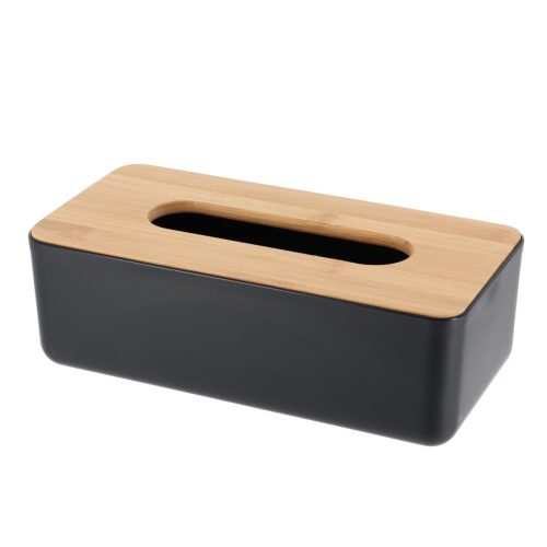 PP TISSUE BOX + BAMBOO COVER - ZWART/BAMBOO