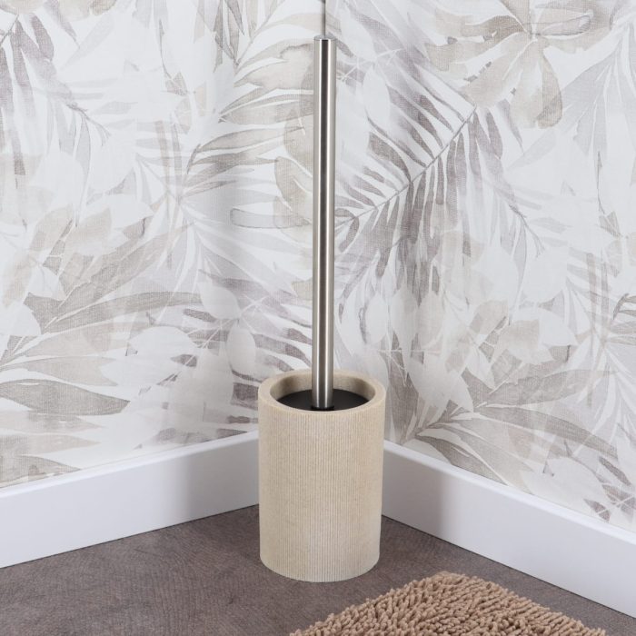 POLYRESIN TOILET BRUSH WITH STRIPES - NATURAL