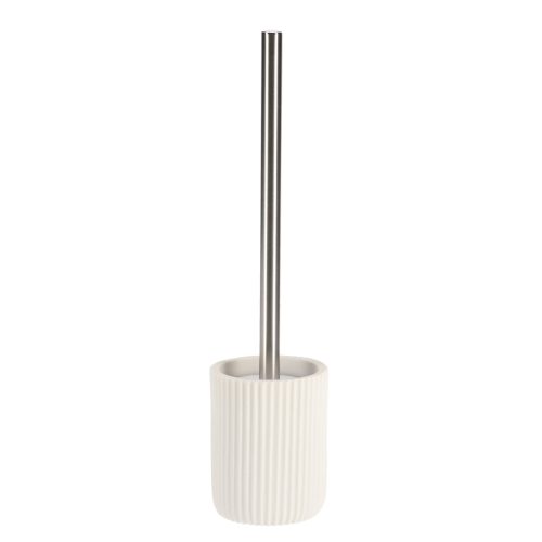 POLYRESIN TOILET BRUSH WITH STRIPES - WHITE