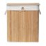 RECTANGULAR FOLDABLE BAMBOO LAUNDRY BASKET WITH 2 COMPARTMENTS - BAMBOO/LINEN FABRIC