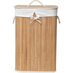 RECTANGULAR FOLDABLE BAMBOO LAUNDRY BASKET - BAMBOO/LINEN FABRIC