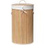 ROUND FOLDABLE BAMBOO LAUNDRY BASKET - BAMBOO/LINEN FABRIC