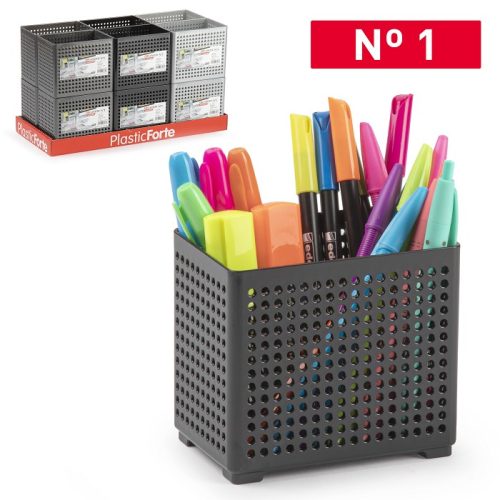 Bureau organizer zilver/grijs/antraciet 8x12x10,5cm