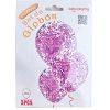 Confetti ballonnen 35cm met donkerroze confetti 3st