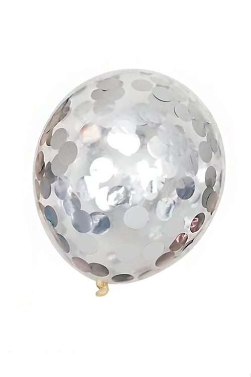 Confetti ballonnen 35cm met zilver confetti 5st