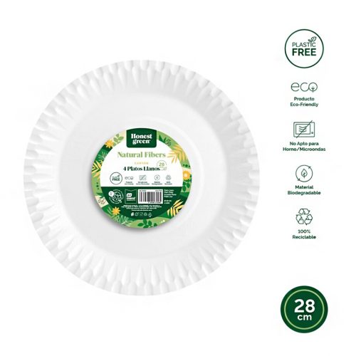 Kartonnen borden wit D28cm 4st