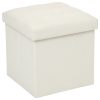 Poef met bergruimte vierkant crème 38*38*38cm