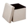 Poef met bergruimte vierkant linnenbeige 38*38*38cm