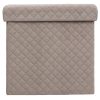Poef met bergruimte vierkant linnenbeige 38*38*38cm