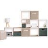Poef met bergruimte vierkant linnenbeige 38*38*38cm