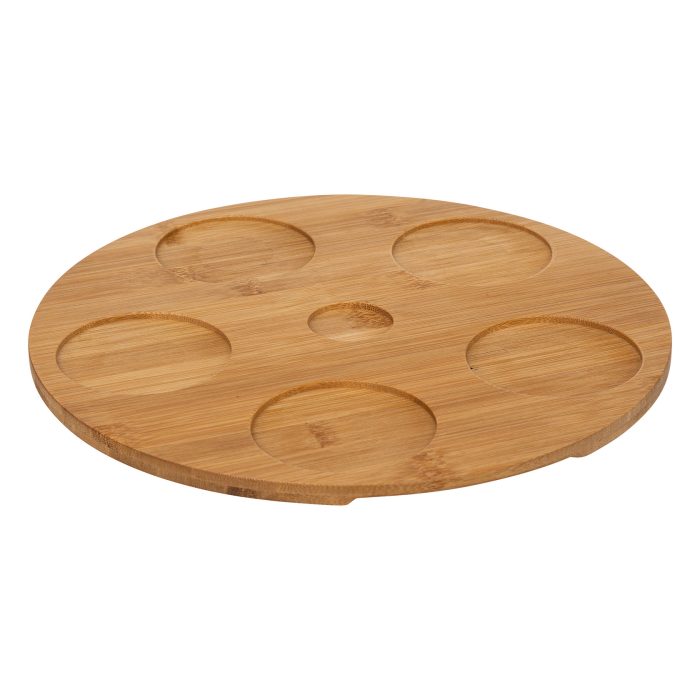Serveerplank met schalen aardewerk/bamboe 7-delig