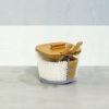 Suikerpot kunststof bamboe 2-vakken