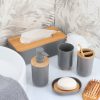 Tandenborstelhouder kunststof bamboe grijs-naturel 320ml