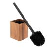 Toiletborstel met houder Acacia-kunststof zwart-naturel