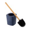 Toiletborstel met houder bamboe-kunststof marineblauw-naturel