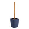 Toiletborstel met houder bamboe-kunststof marineblauw-naturel