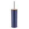 Toiletborstel met houder metaal-bamboe marineblauw naturel