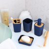 Vierkante zeepdispenser bamboe-kunststof marineblauw naturel 380ml