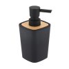 Vierkante zeepdispenser bamboe-kunststof zwart naturel 380ml
