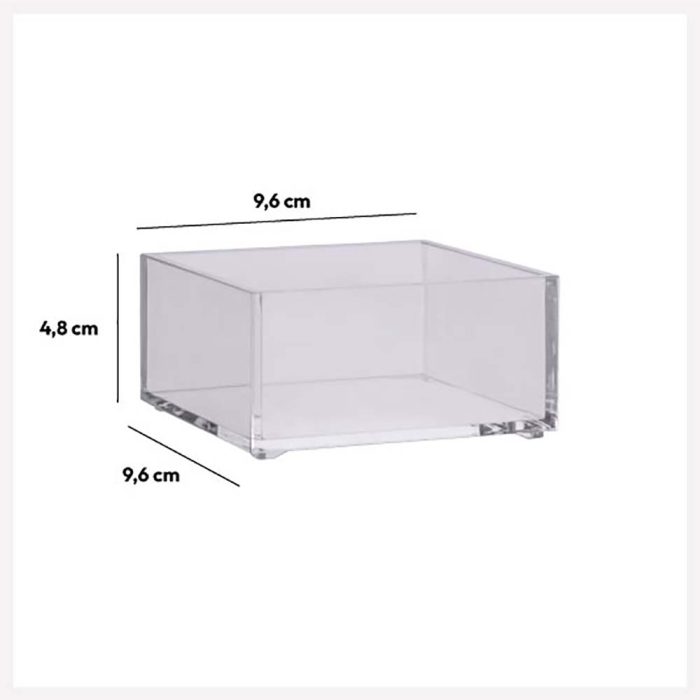 Opbergbak transparant vierkant 9,6x9,6x4,8cm