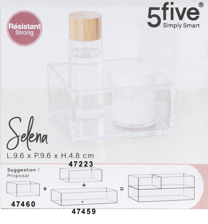 Opbergbak transparant vierkant 9,6x9,6x4,8cm