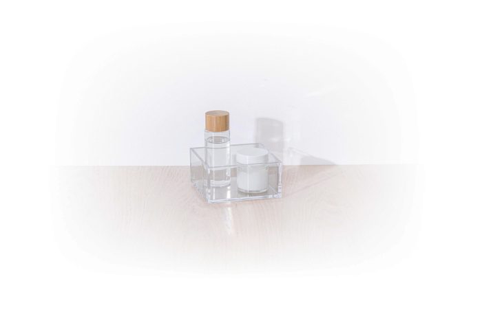 Opbergbak transparant vierkant 9,6x9,6x4,8cm