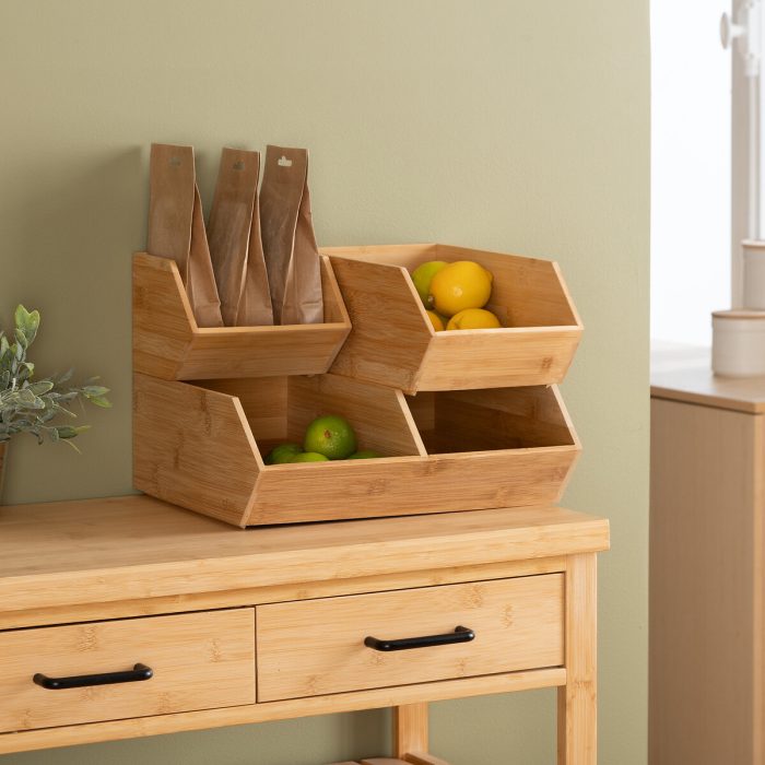 Opstapelbare keukenorganizer bamboe S