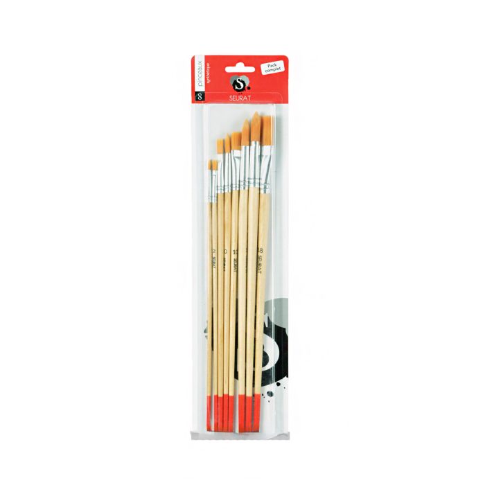 Lange penselen set synthetisch 8-dlg