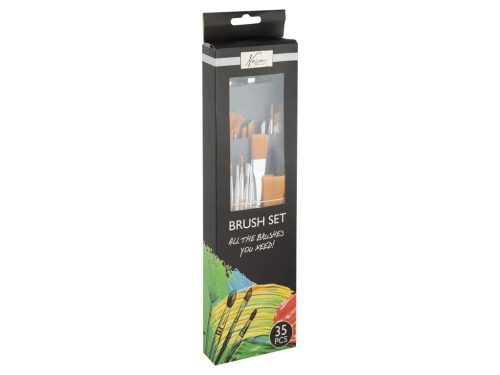 Penselen set synthetisch plat-rond 35-dlg